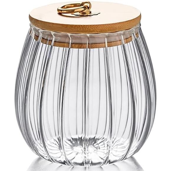 Glass Coffee Nuts Canister Airtight Storage Jar Petal Decorative - Picture 7 of 7
